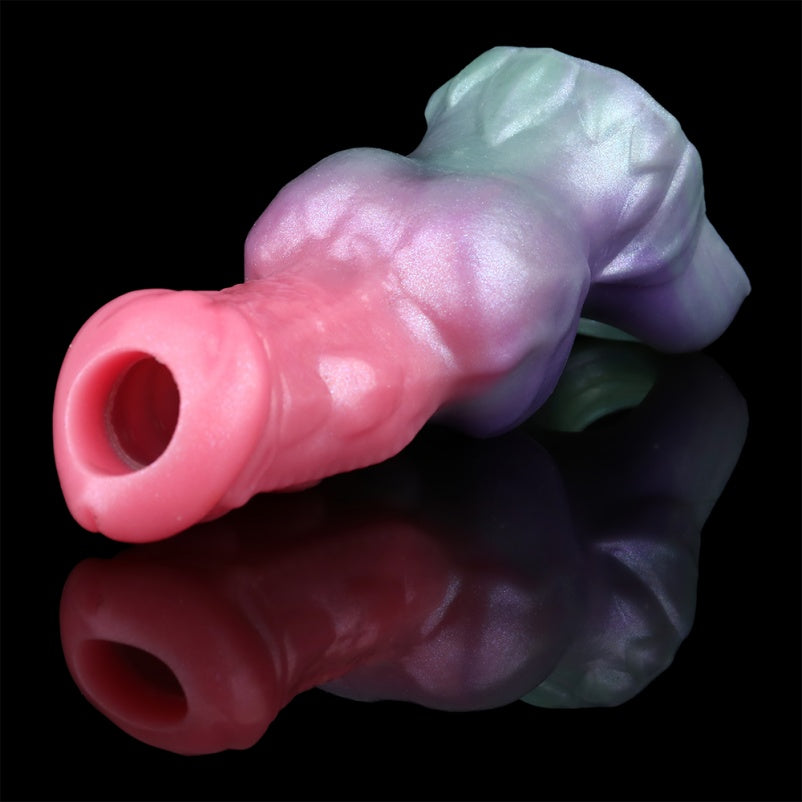 Canine Knotted Penis Sleeve – Pink Purple Cock Sheath Silicone Male Extender Sex Toys