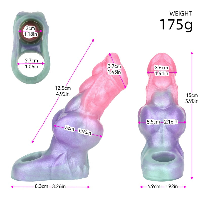 Canine Knotted Penis Sleeve – Pink Purple Cock Sheath Silicone Male Extender Sex Toys
