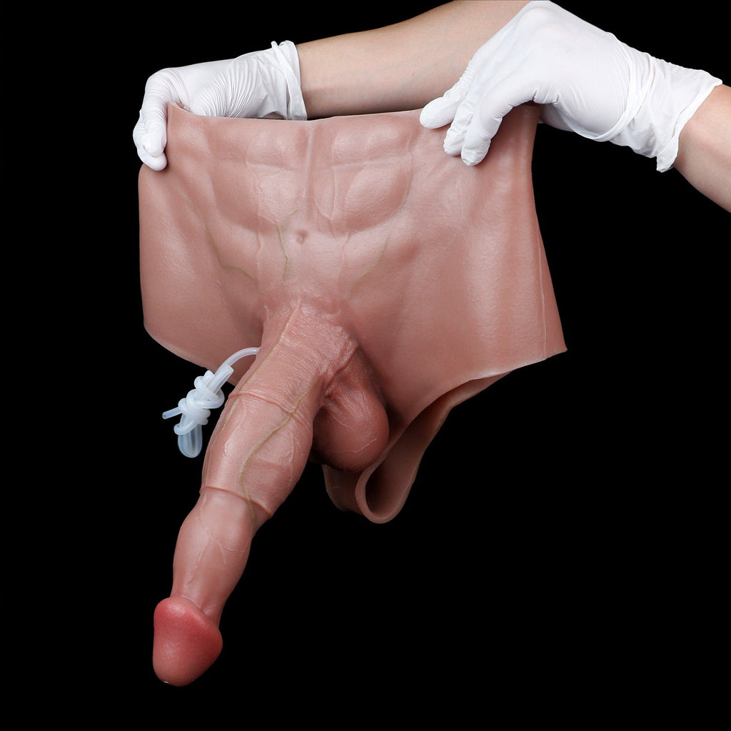 Squirting BBC Cock Sleeve Panty — Platinum Silicone Penis Extender Sheath for Couples Seeking Bigger & Thicker