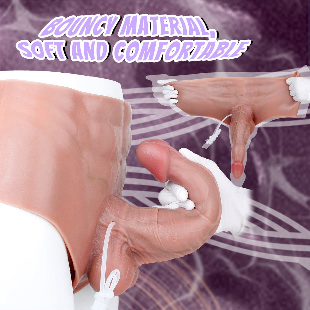 Squirting BBC Cock Sleeve Panty — Platinum Silicone Penis Extender Sheath for Couples Seeking Bigger & Thicker