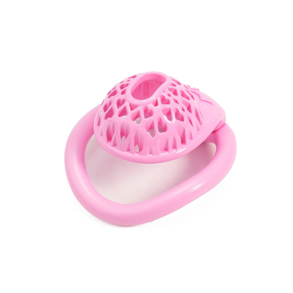 Miss  Heart Lattice Ring Lock – Cute Heart Openwork Chastity Ring (Pink / Black)