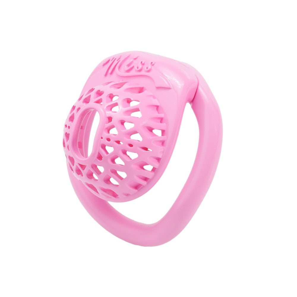 Miss  Heart Lattice Ring Lock – Cute Heart Openwork Chastity Ring (Pink / Black)