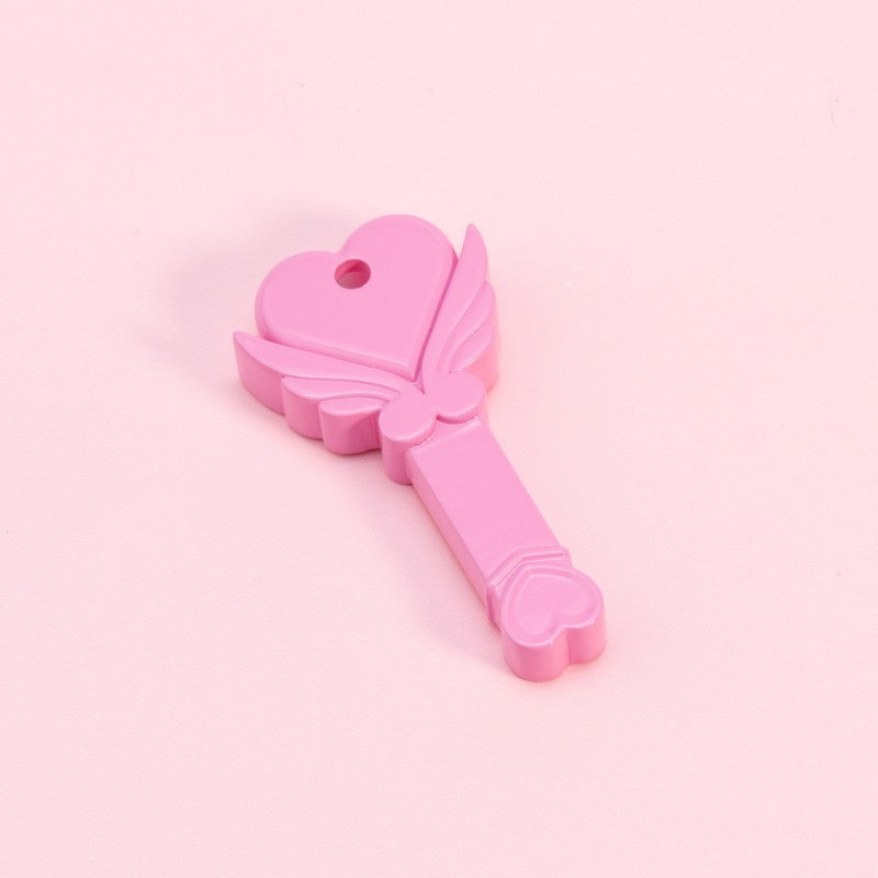 Angel Fairy Wand Key Holder – Pink Heart Wing Chastity Key Holder | Kawaii Magic Wand Key Case for FLR & Femdom