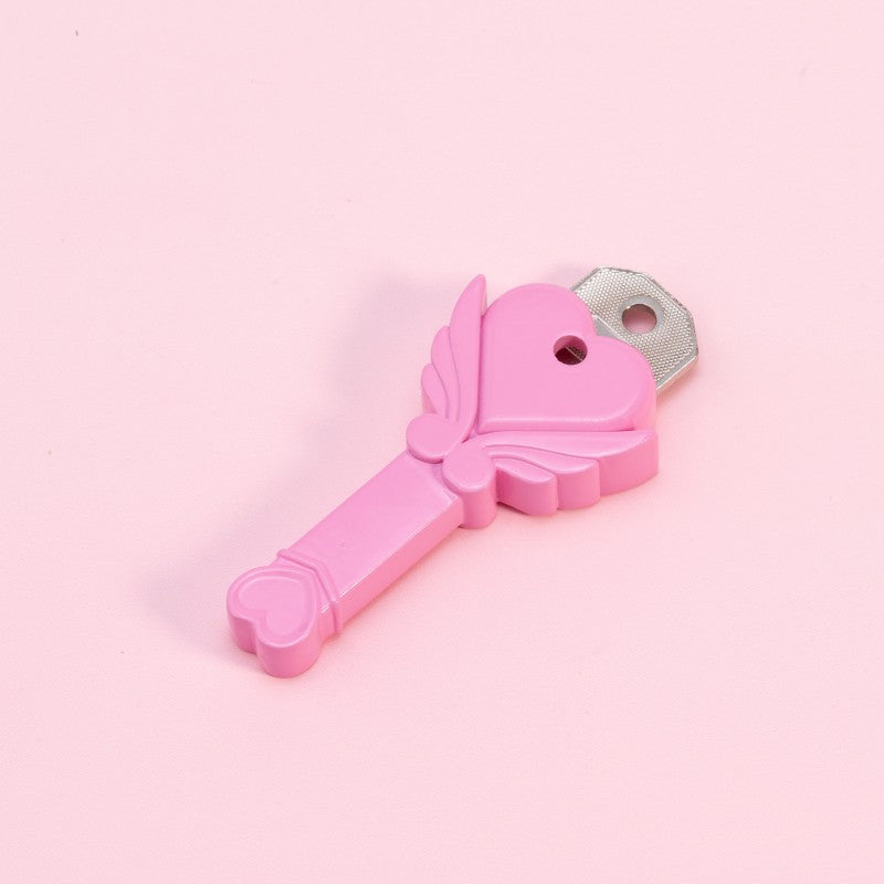 Angel Fairy Wand Key Holder – Pink Heart Wing Chastity Key Holder | Kawaii Magic Wand Key Case for FLR & Femdom
