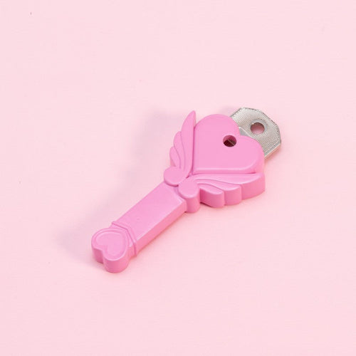 Angel Fairy Wand Key Holder – Pink Heart Wing Chastity Key Holder | Kawaii Magic Wand Key Case for FLR & Femdom