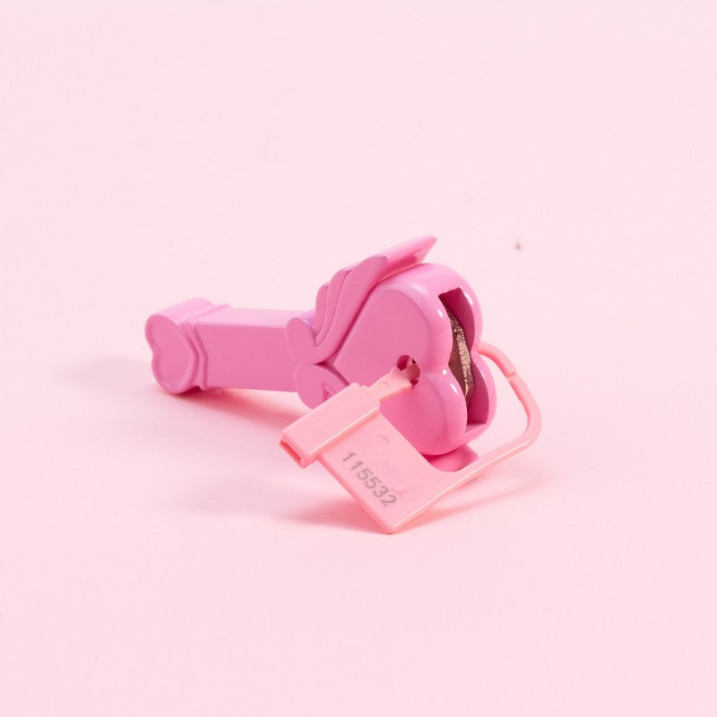 Angel Fairy Wand Key Holder – Pink Heart Wing Chastity Key Holder | Kawaii Magic Wand Key Case for FLR & Femdom