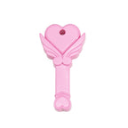 Angel Fairy Wand Key Holder – Pink Heart Wing Chastity Key Holder | Kawaii Magic Wand Key Case for FLR & Femdom
