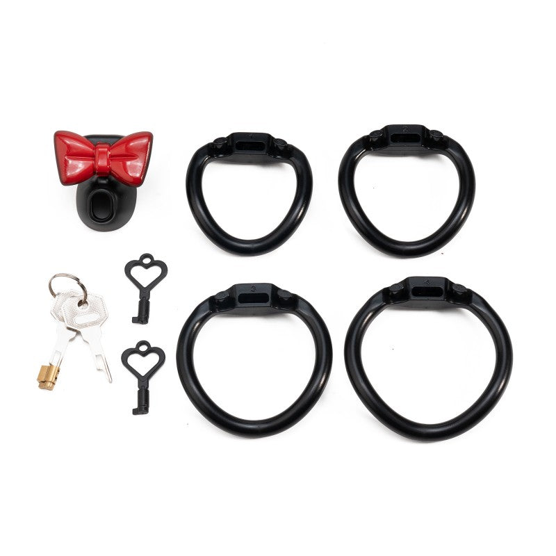 Cute Bow Chastity Ring Set – Progressive Multi-Size Base Rings with Bow Caps