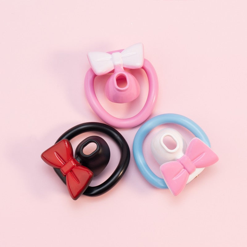 Cute Bow Chastity Ring Set – Progressive Multi-Size Base Rings with Bow Caps