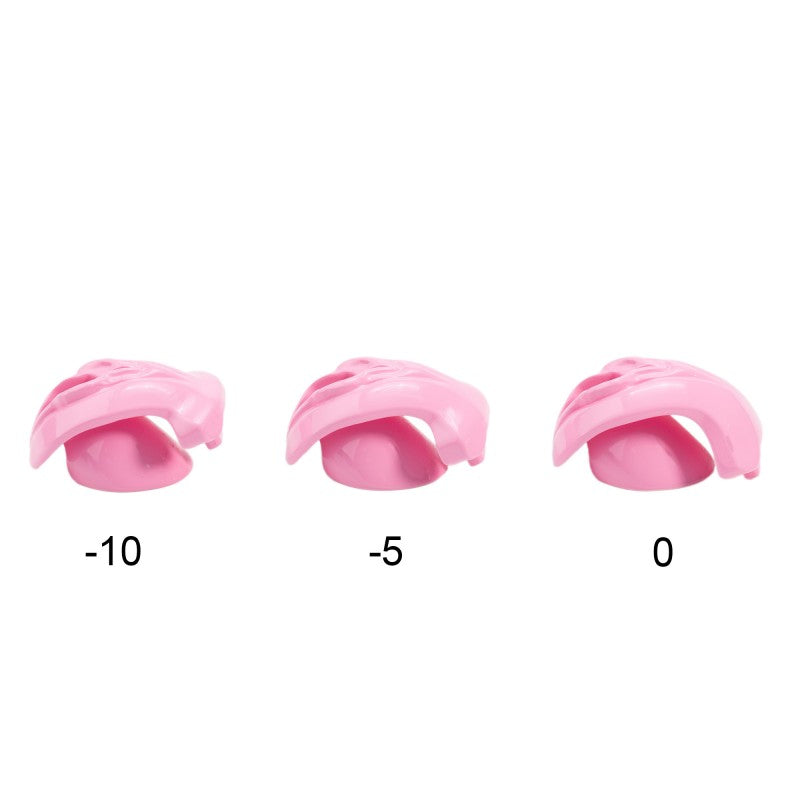 Realistic Vulva Shaped Chastity Cage Set – Pink & Black | Adjustable Flatness (-10 / -5 / 0) | 4 Progressive Ring Sizes