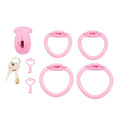 Realistic Vulva Shaped Chastity Cage Set – Pink & Black | Adjustable Flatness (-10 / -5 / 0) | 4 Progressive Ring Sizes