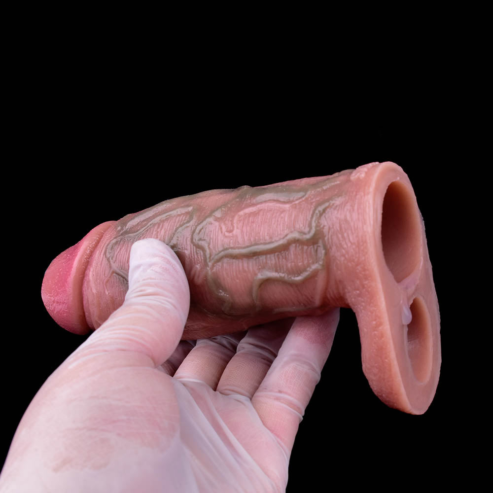 Huge Cock Sleeve Condom Sex Toy for Men - Realistic Penis Ring Sex Permance Enhancer