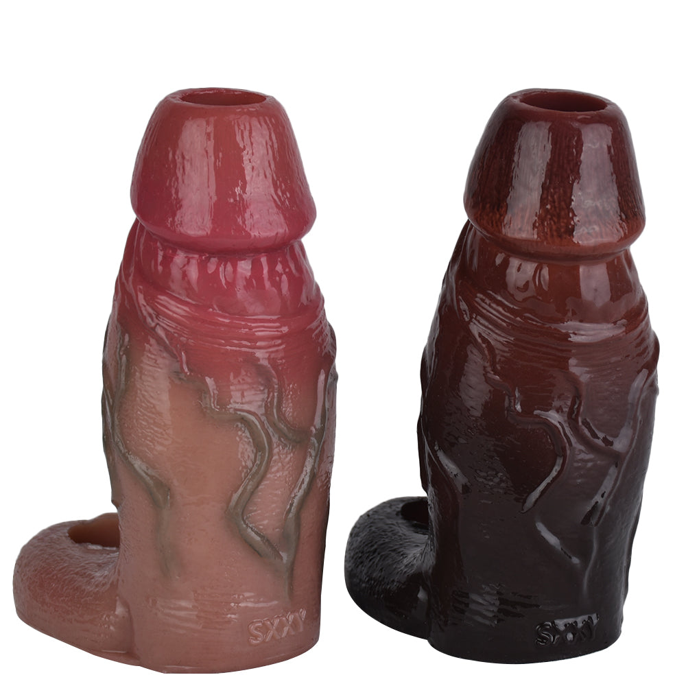 Black Cock Sleeve Sex Toy for Men - Ebony Big Girth Enlarger Cockring Penis Sheath
