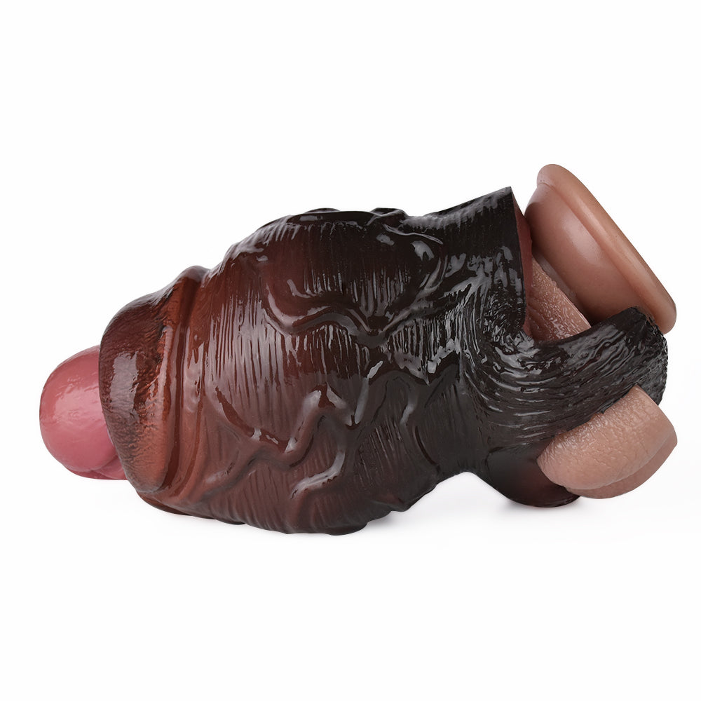 Huge Cock Sleeve Penis Sheath - Black Samurai Big Girthy Realistic BBC Dick Extender for Men
