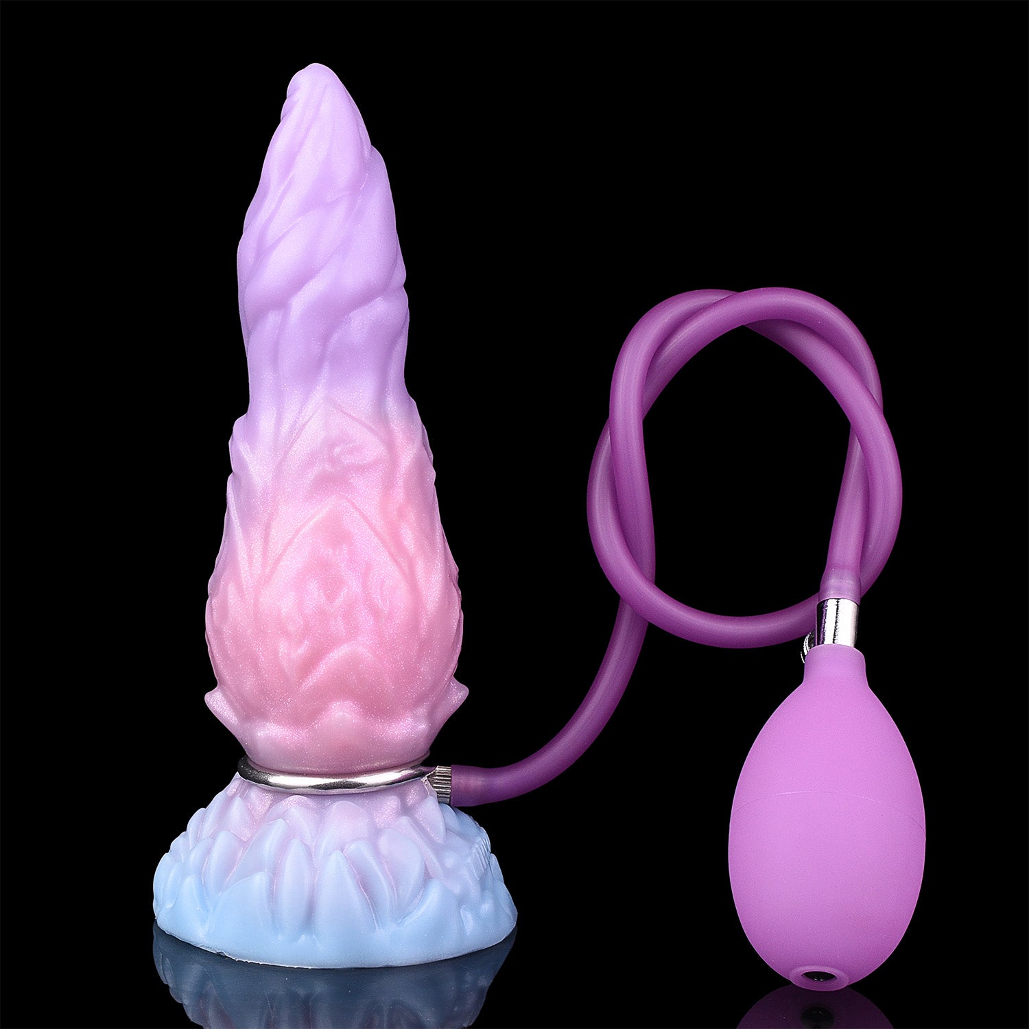 Domlust Pink Inflatable Dragon Dildo – Platinum Silicone Dual-Mode Fantasy Inflatable Knotted Fetish Sex Toy