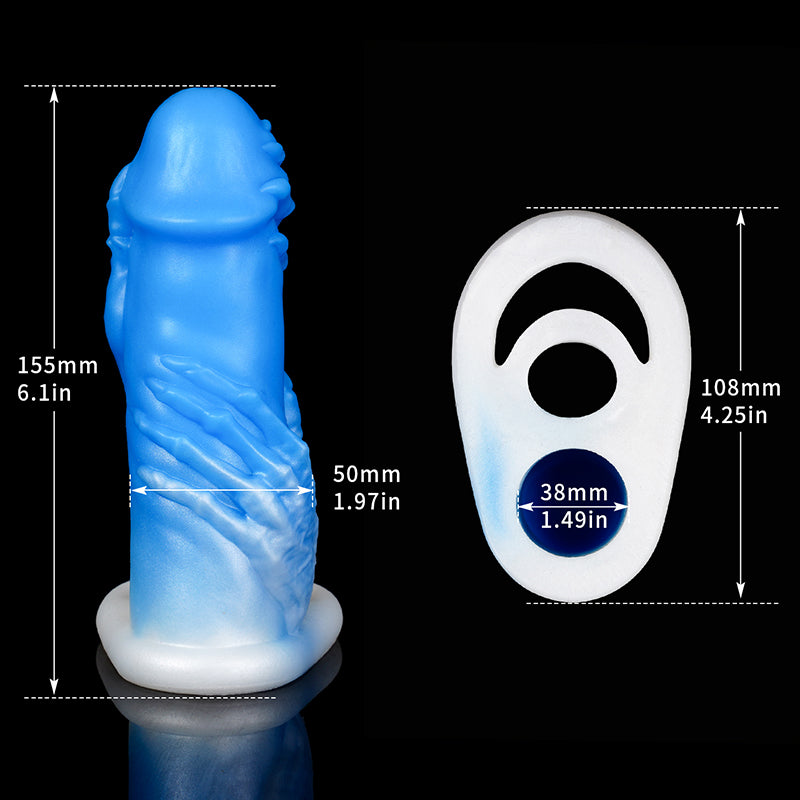 Luminous Monsterdildo Penis Sleeve - Fantasy Fist Silicone Penis Ring Cocksleeve Sex Toy for Men