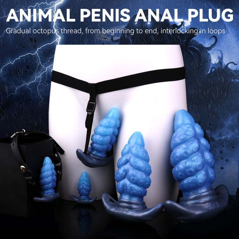 Fantasy Silicone Tentacle Butt Plug Dildo – Anchor-Base Strap-On Tool with Deep-Sea Aesthetic