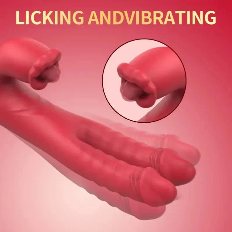 Tongue Vibrator Rose Clit Stimulator - Dual Vibrating Dildo Flapping Women Sex Toys Gifts