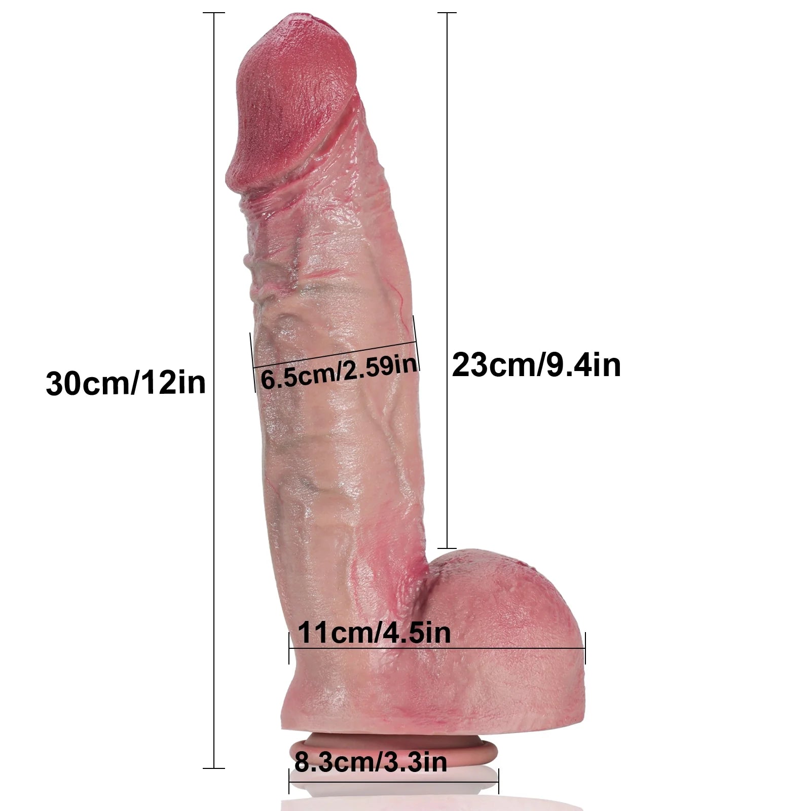Realistic Flesh 12-inch Dildo Anal Sex Toys - Lifelike Silicone Butt Plug Women Masturbating