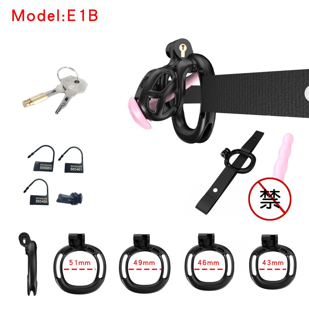 3D Printed Male Chastity Cage with Lock & 5 Rings – Resin Virginity Device with Strap for Men