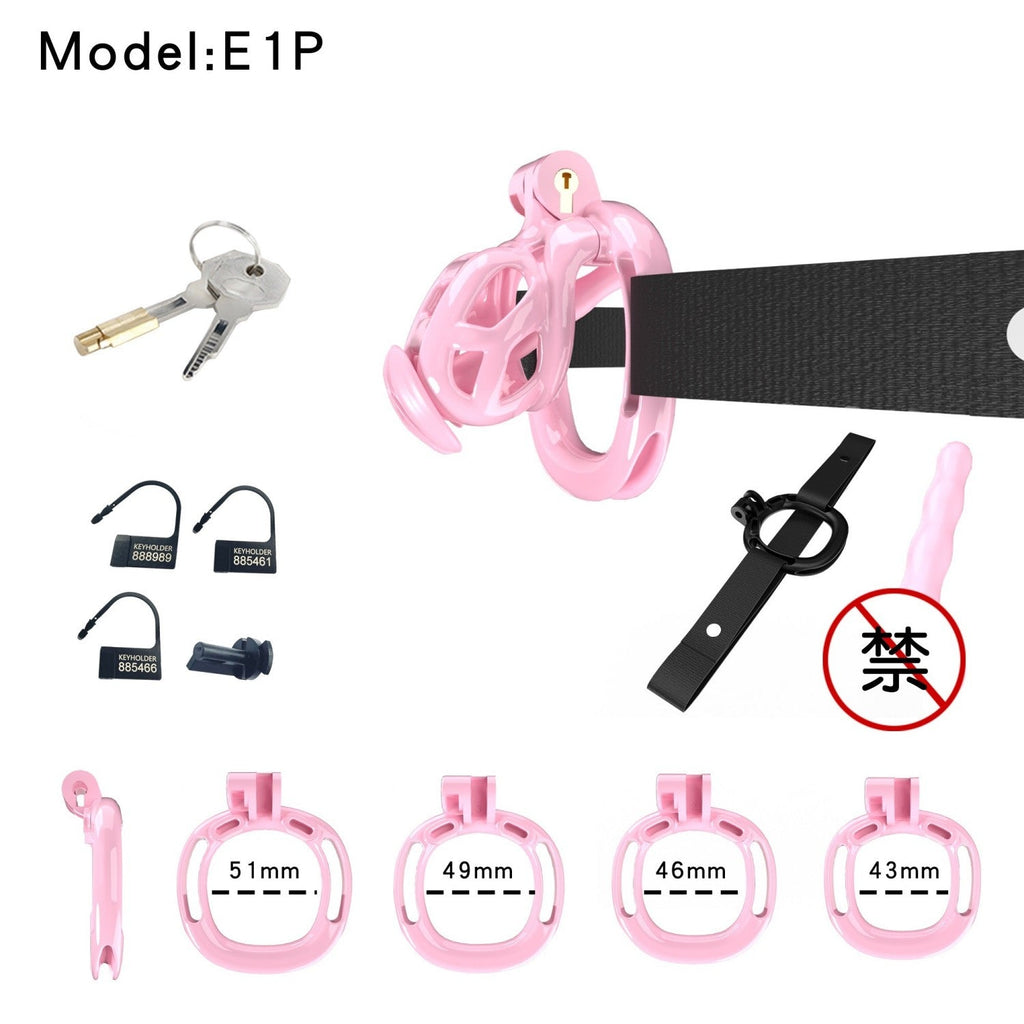 Pink Viper Chastity Cage – 5 Sizes Available, Wearable Base Ring Design