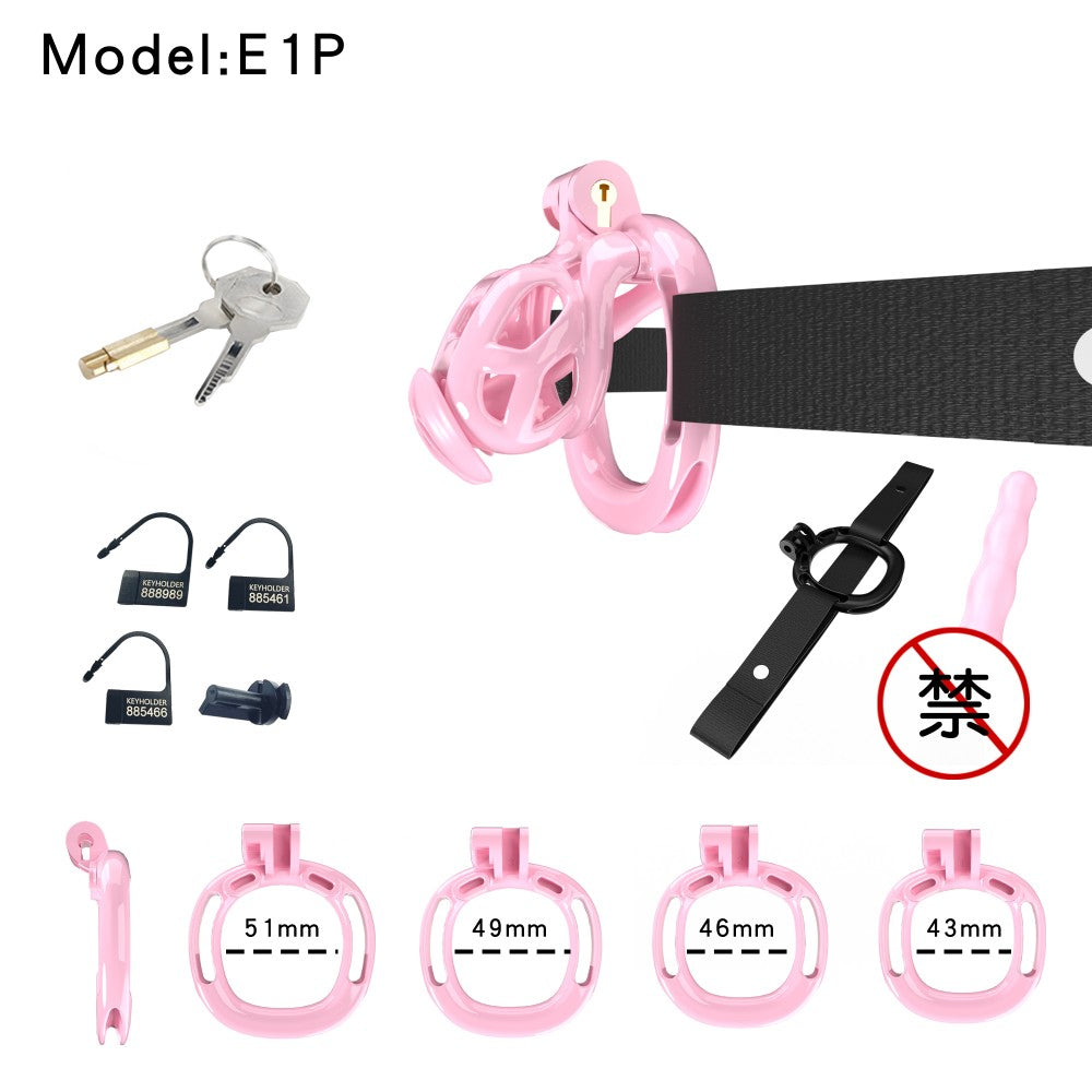 3D Printed Male Chastity Cage with Lock & 5 Rings – Resin Virginity Device with Strap for Men