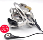 Electric Shock Male Chastity Cage 1.0 – Small Size Stainless Steel Edition