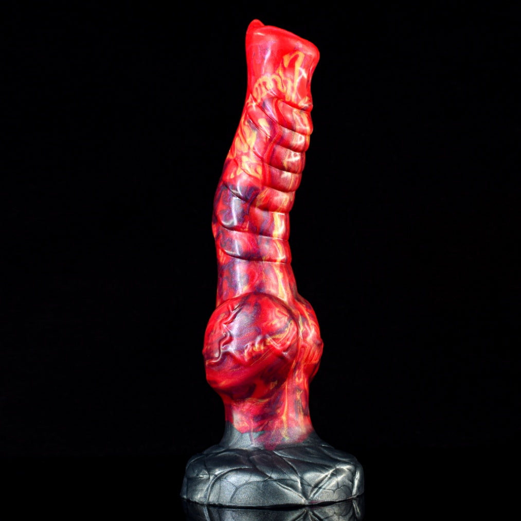 Dragon Knot Dildo – Platinum Silicone Spiral Shaft Blood-Red Fantasy Expansion Toy | Domlust