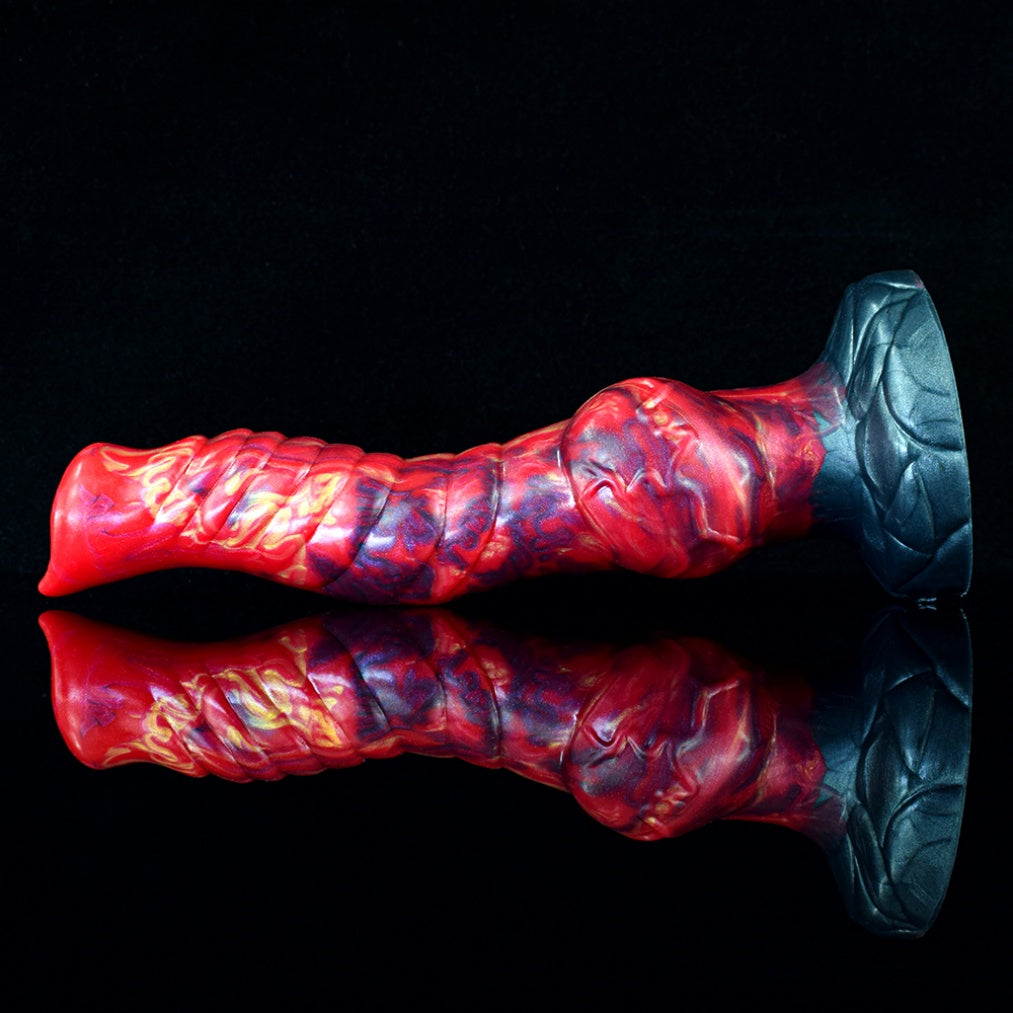 Dragon Knot Dildo – Platinum Silicone Spiral Shaft Blood-Red Fantasy Expansion Toy | Domlust