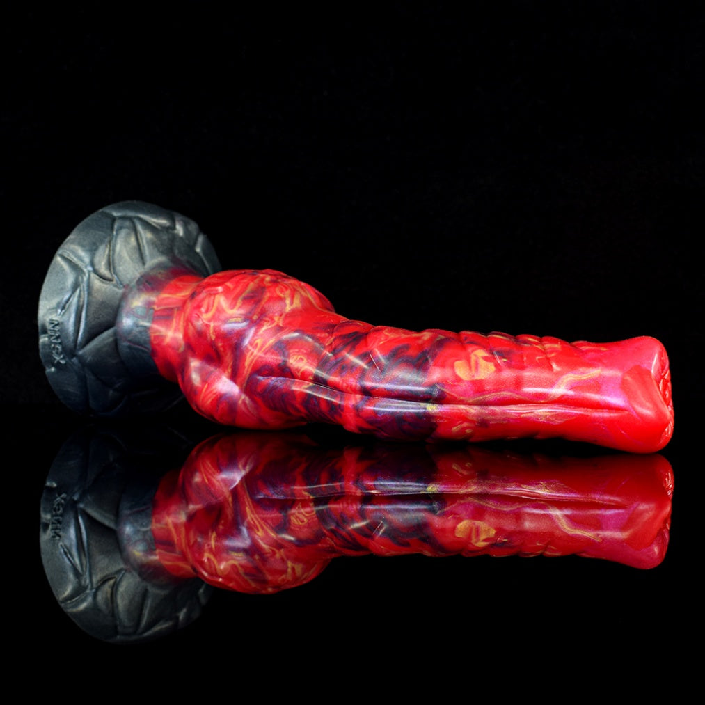 Dragon Knot Dildo – Platinum Silicone Spiral Shaft Blood-Red Fantasy Expansion Toy | Domlust