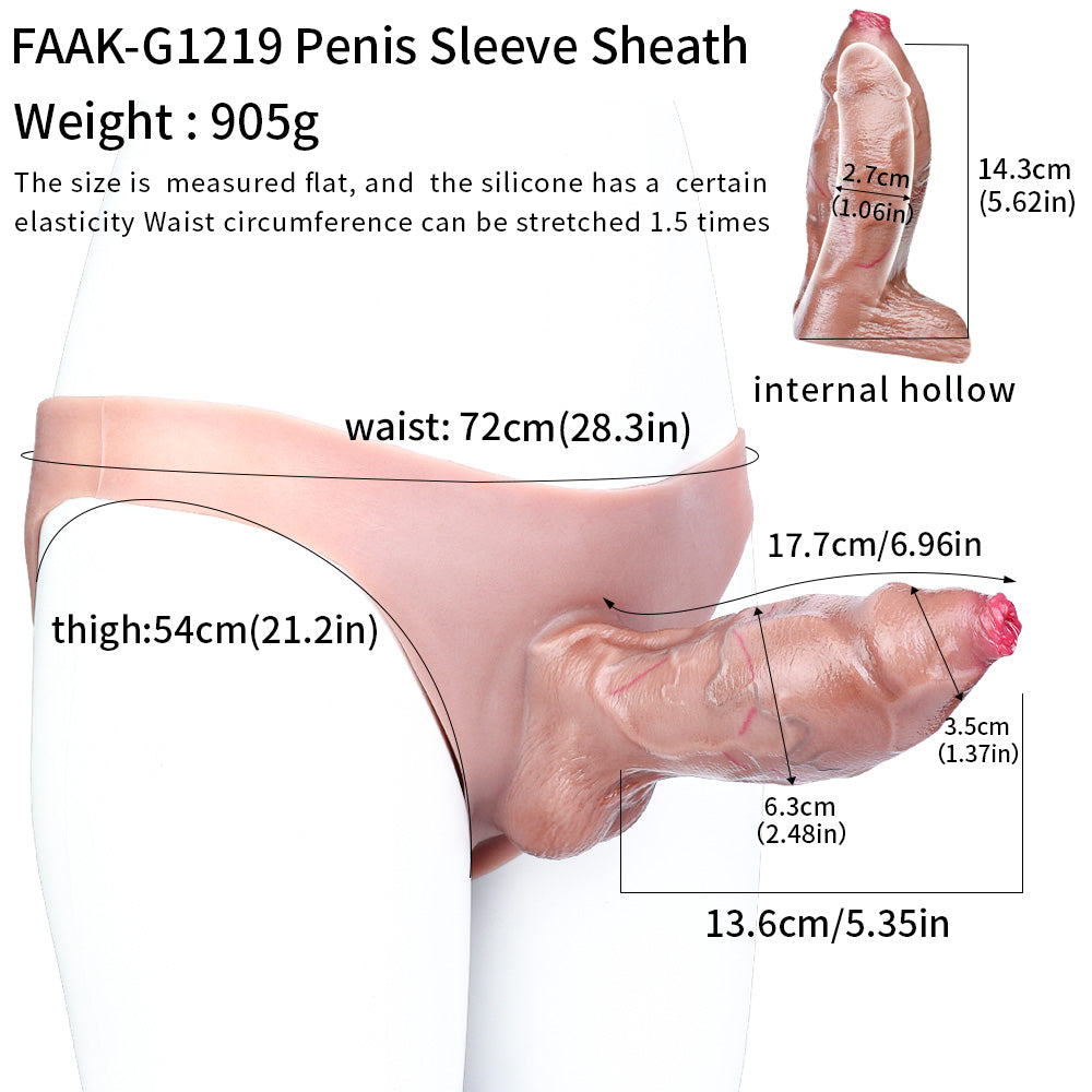 Big Girthy Realistic Penis Sheath Underwear - Wild Veiny Cocksleeve Extender Mens Panty Sex