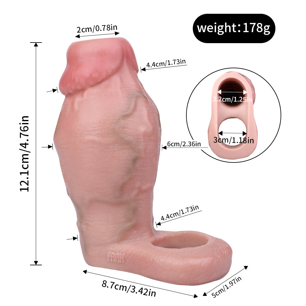 Big Glans Realistic Penis Sleeve Sex Toys for Men - Soft Silicone Cock Condom Extender