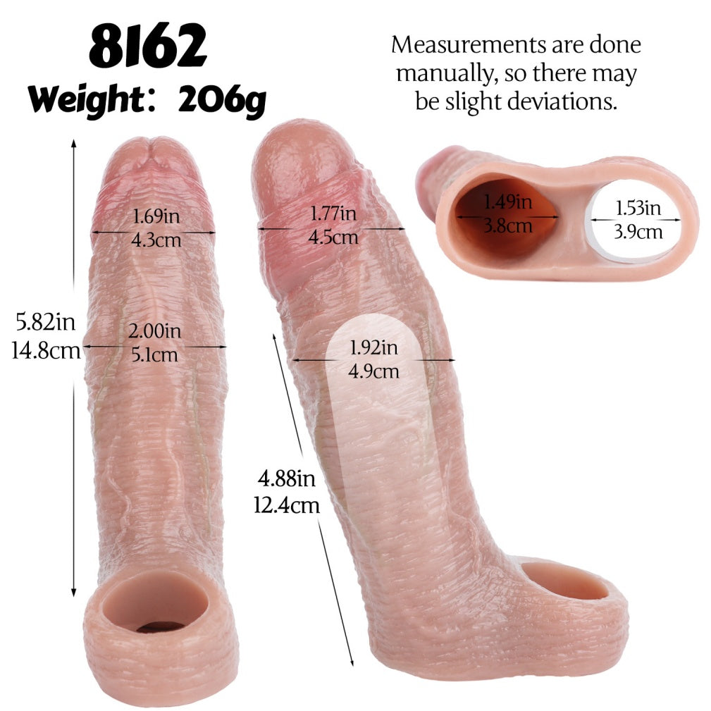 5.82 Inch Realistic Penis Extender Sleeve-Prolong Your Intimacy with the Wearable Male Sex Toy