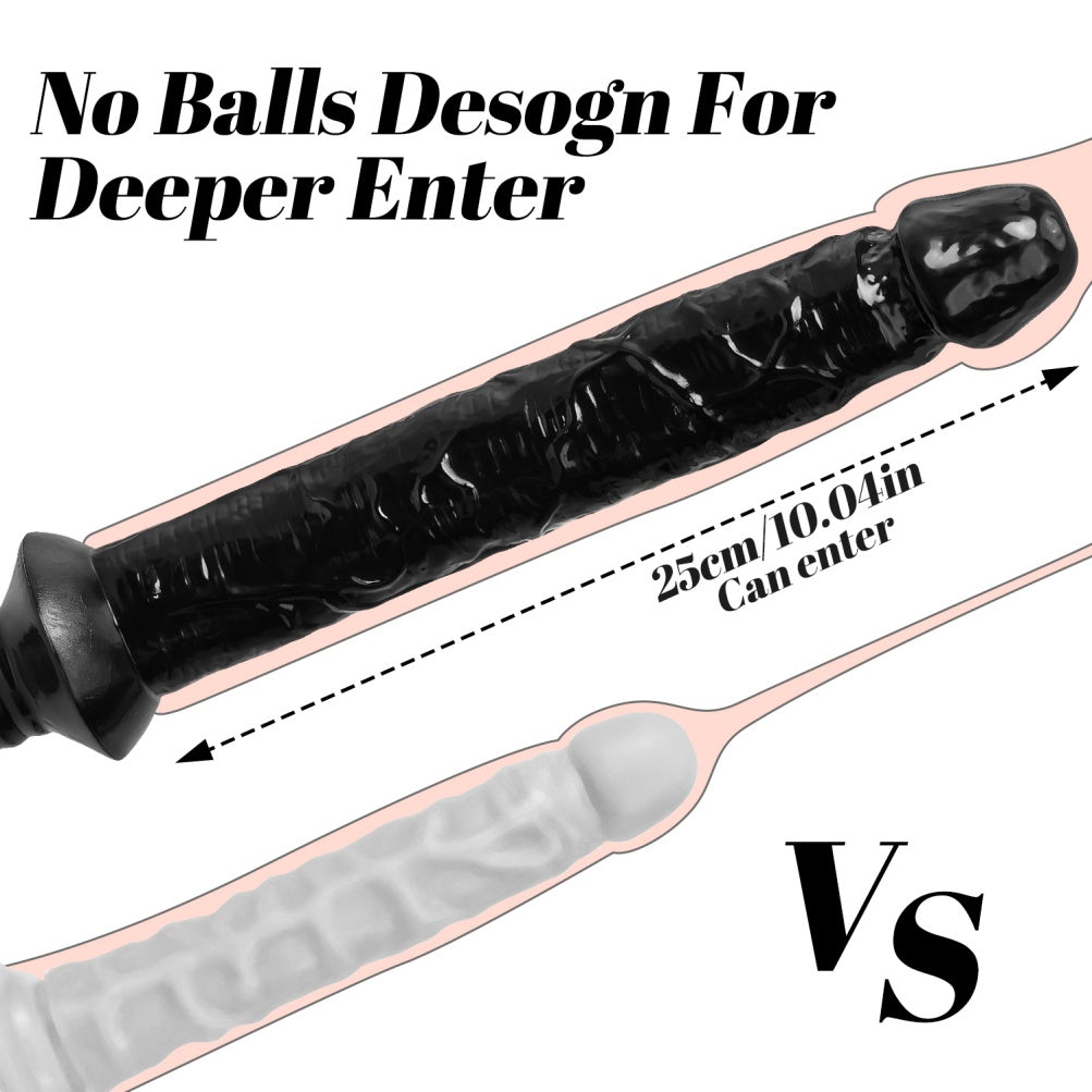 Sword-Grip Long Black Silicone Dildo | 10"+ Deep Reach | S & L | Domlust