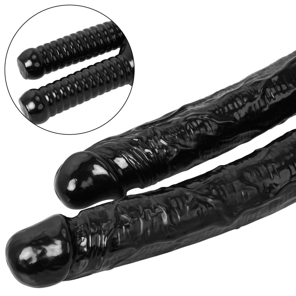 Sword-Grip Long Black Silicone Dildo | 10"+ Deep Reach | S & L | Domlust