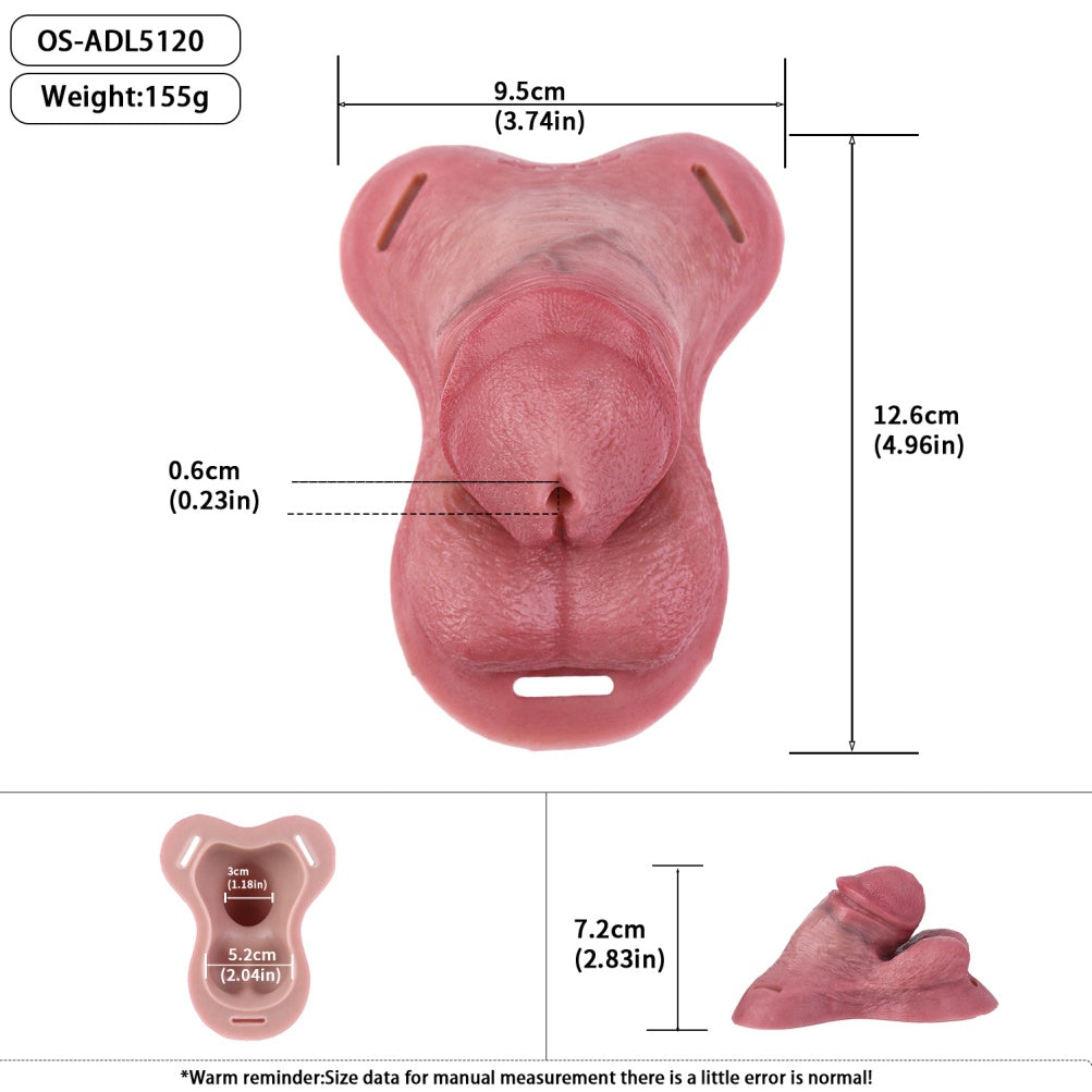 Realistic Fleshy Silicone Male Chastity Cage - Wearable Strap On Penis Restraint & Disguise Pants