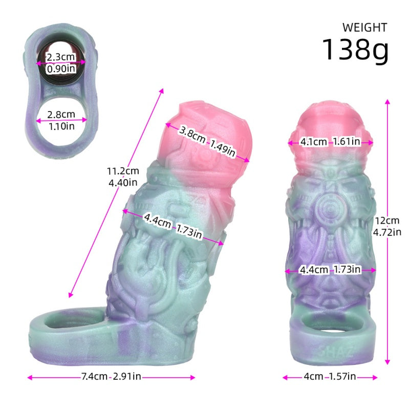 Mechanical Fantasy 4.5 in Cock Sleeve – Colorful Silicone Penis Extender  for Male Enhancement