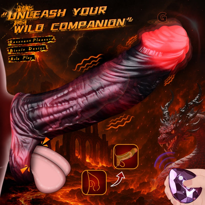 Crimson Silicone Vibrating Penis Extender – Fantasy Tool for Enhanced Masculinity