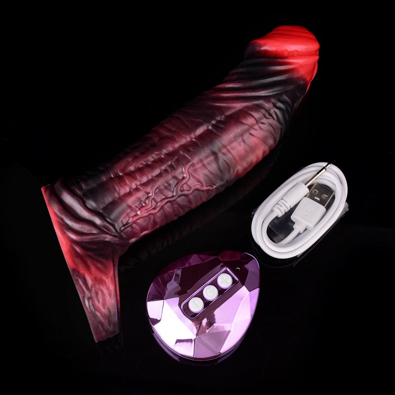 Crimson Silicone Vibrating Penis Extender – Fantasy Tool for Enhanced Masculinity