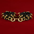 Golden Spike Leather Sexual Handcuffs – Extreme Restraints Bettie Bondage Strap-on BDSM Toys