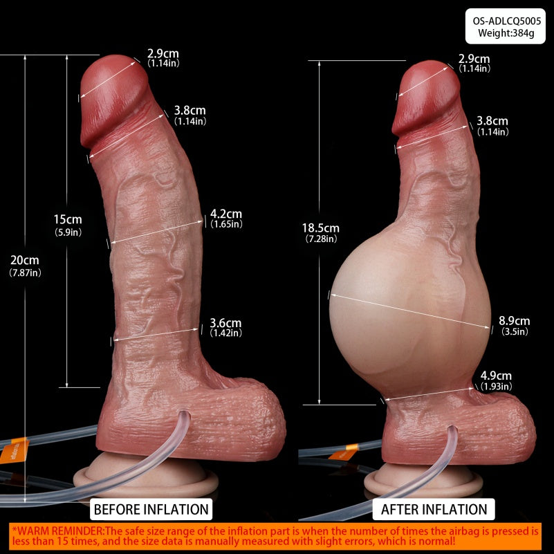 Realistic Inflatable Squirting Dildo with Suction Cup – Flesh Silicone G-Spot Masturbation Sex Toys