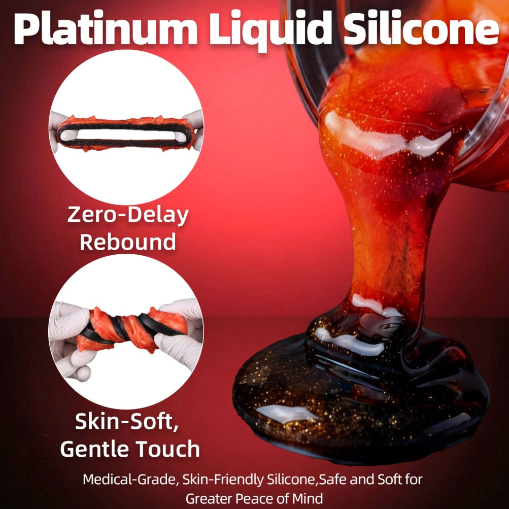 Dragon Scale Cock Ring Set – Premium Platinum Silicone | 4 Sizes | Black & Orange Ignition Series