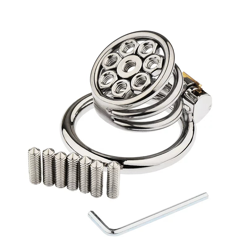 FLAT CHASTITY CAGE METAL SPIKED MELA