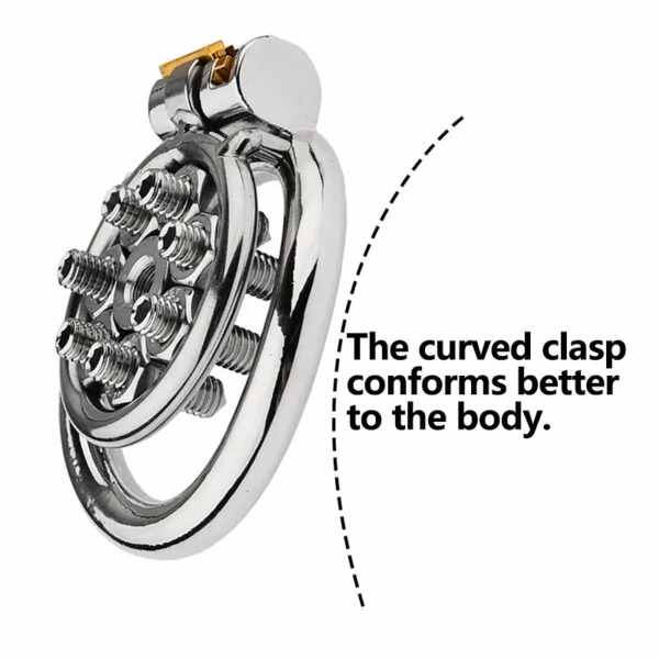 FLAT CHASTITY CAGE SPIKED METAL CATHETER