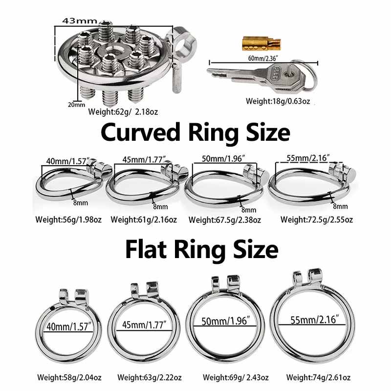 FLAT CHASTITY CAGE SPIKED METAL CATHETER