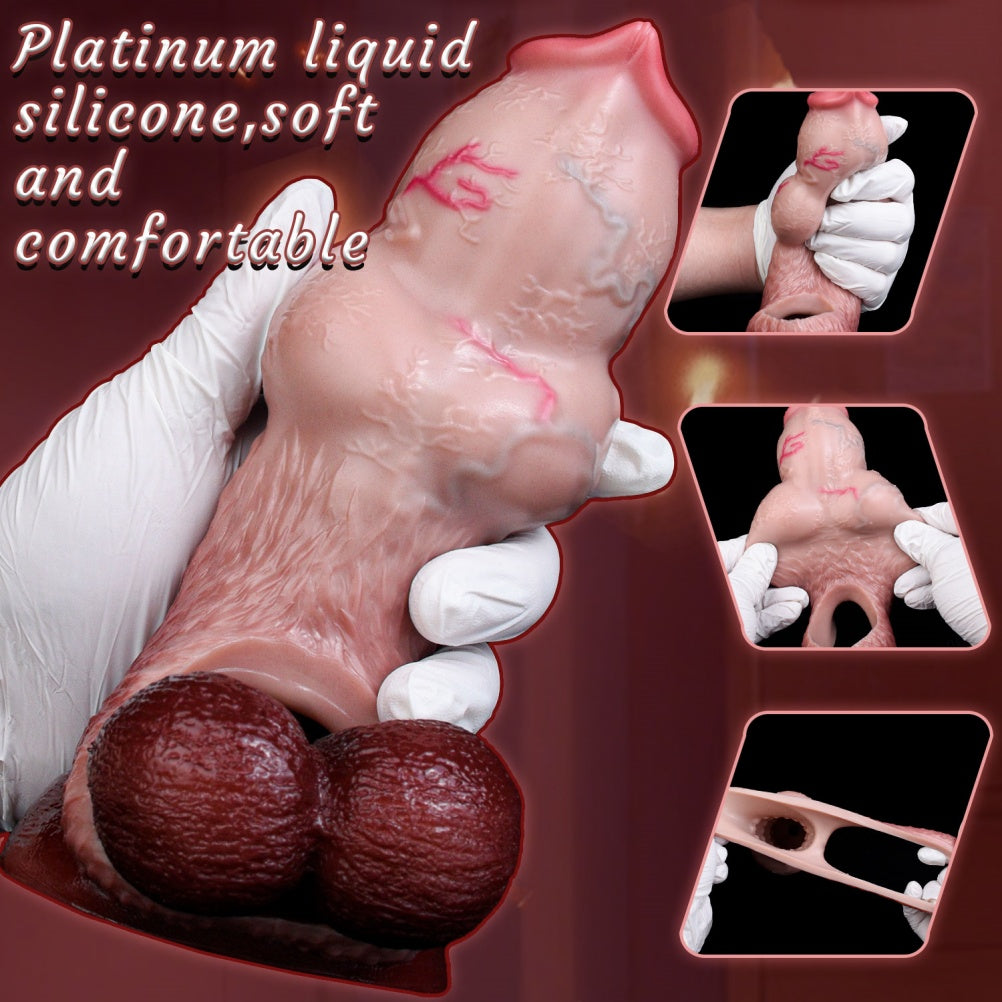 Dog Knot Silicone Cock Sleeve – Soft Penis Extender with Lock Ring for Enhanced Fit & Delay Support