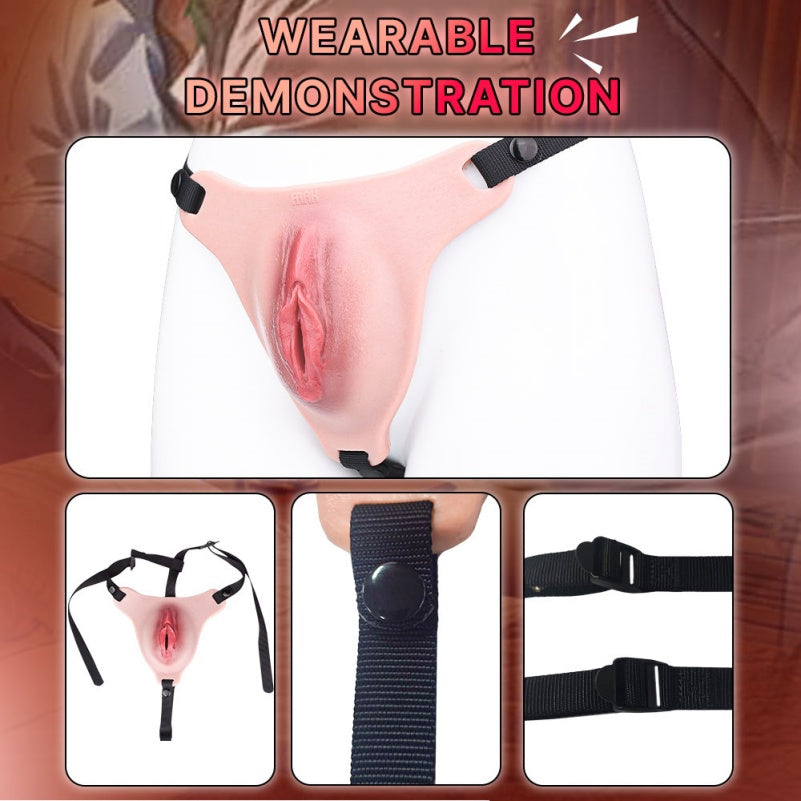 Pink Silicone Strap-On Fantasy Realistic Fake Vagina – Exclusive Wearable Pussy Pants
