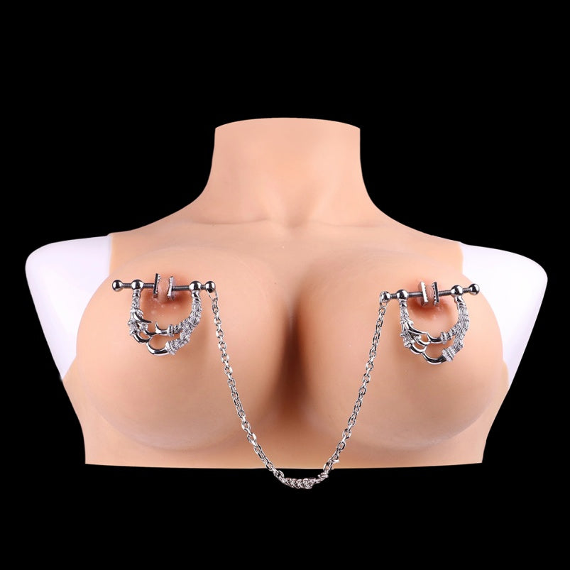Strap On Metal Nipple Clamps - Breeding Kink Bettie Bondage Porn BDSM Female Sex Toys