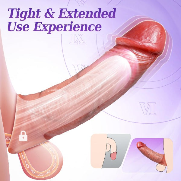 Vibrating Cock Sleeve Sex Toy for Men - APP Remote Controlled Realistic Penis Sheath Condom