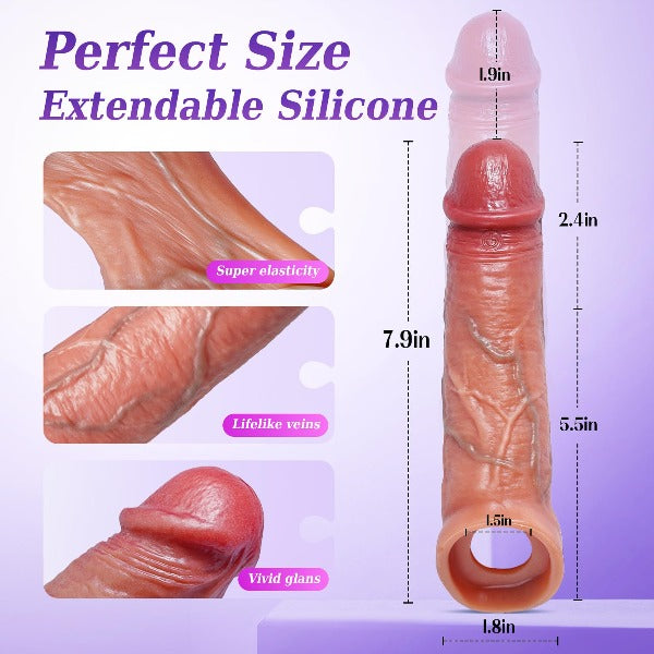 Vibrating Cock Sleeve Sex Toy for Men - APP Remote Controlled Realistic Penis Sheath Condom